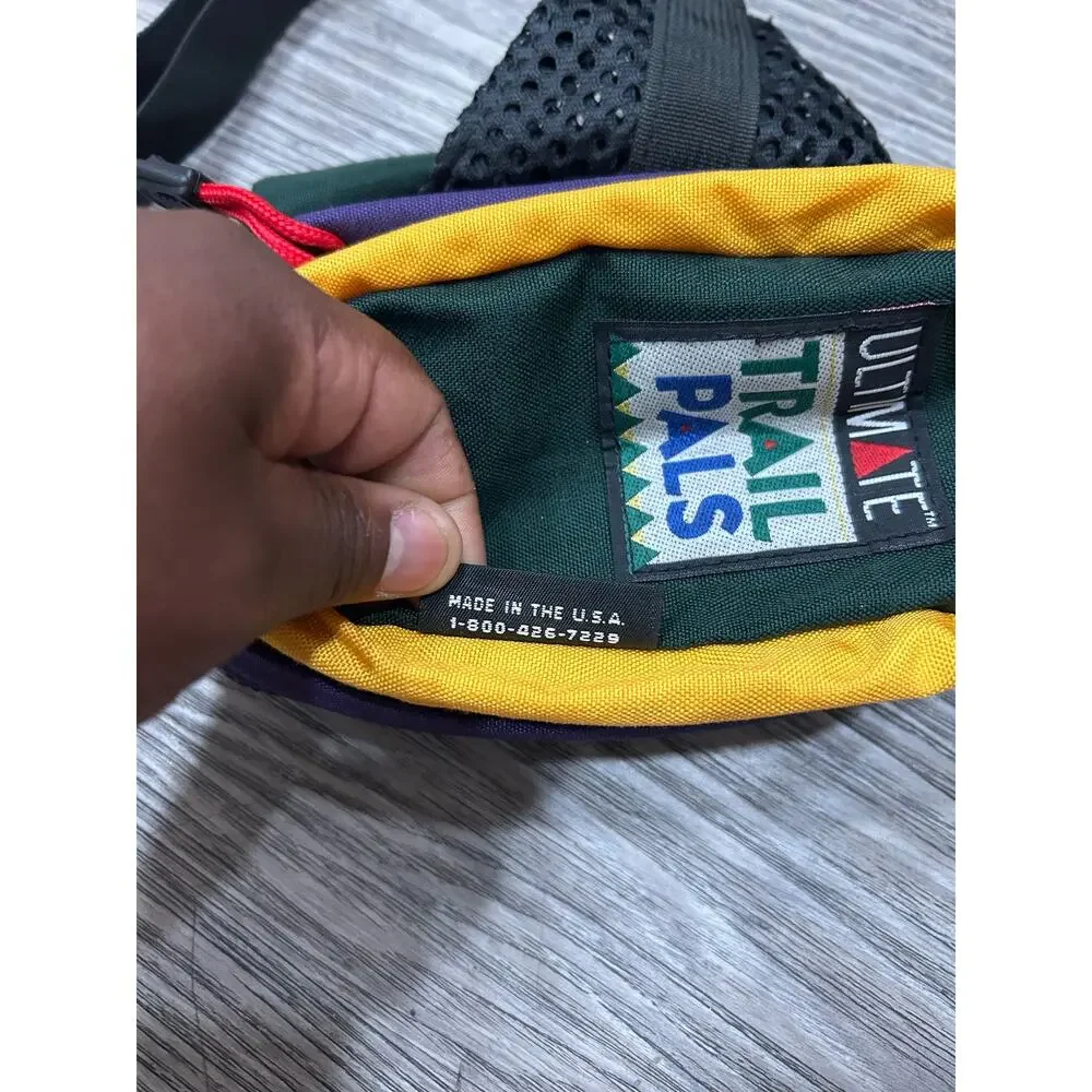 Vintage Ultimate Trail Pals Strider Fanny Pack Green Yellow Purple USA Hiking